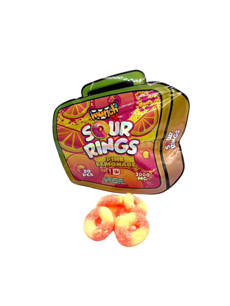 MUNCH SOUR RINGS PINK LEMONADE - 3000MG munch sour rings pink lemonade 3000mg